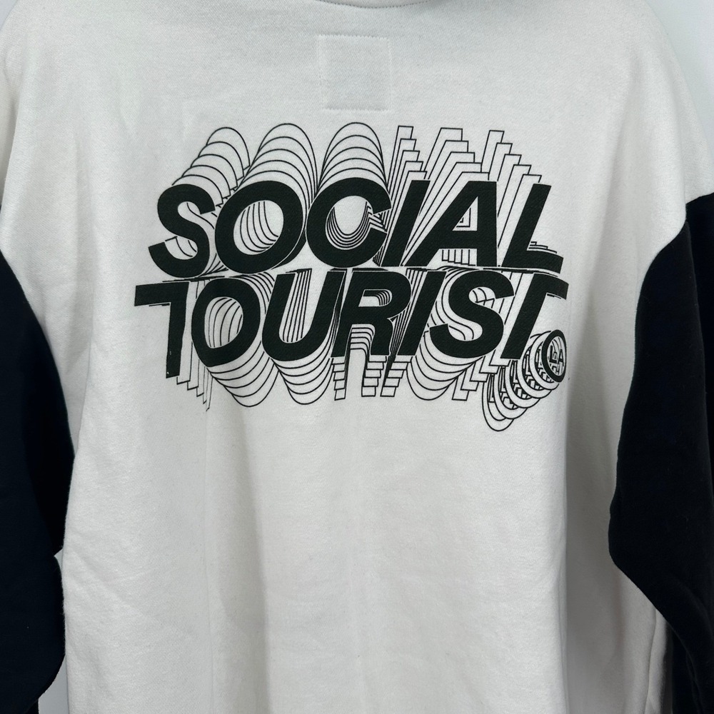 Social Tourist Men Skater Colorblock Graphic Fleece Hoodie Sz M Urban Streetwear - Picture 3 of 9